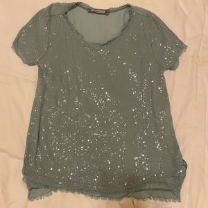 Loose Italian sequin light blue top